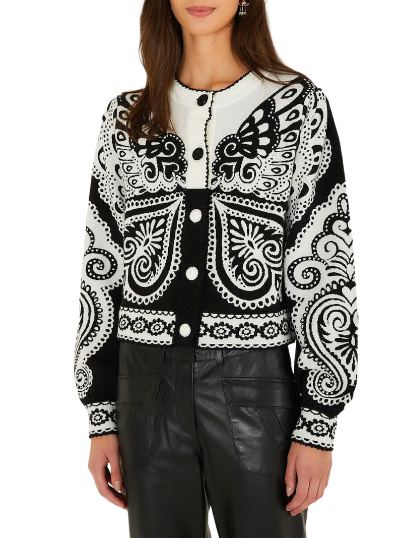 CARDIGAN CROP CON MOTIVO PAISLEY