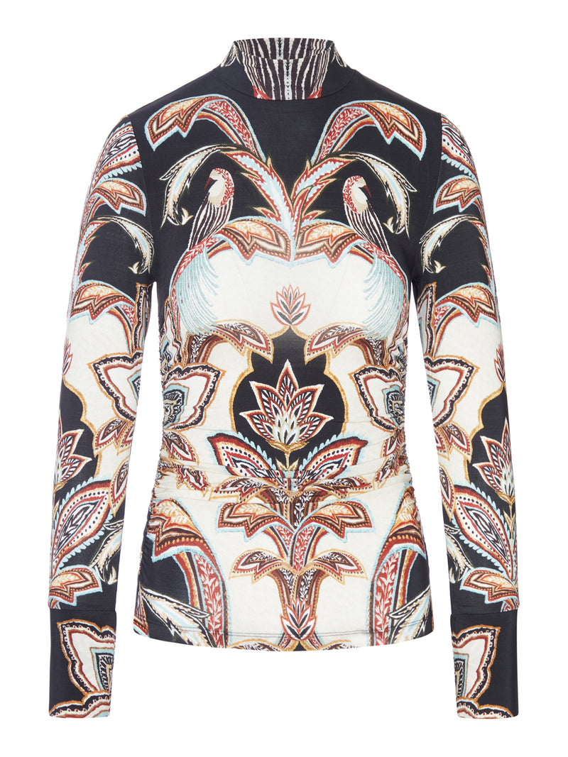 MAGLIA A COLLO ALTO CON STAMPA ORNAMENTALE