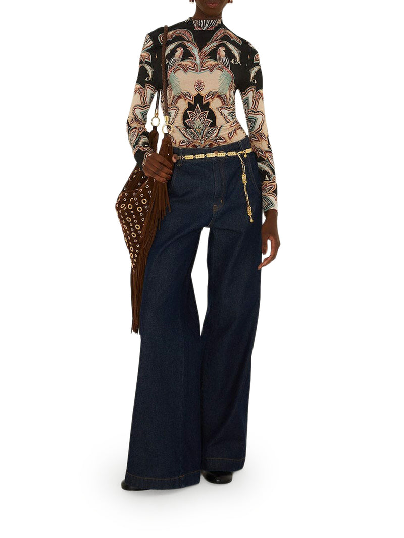 MAGLIA A COLLO ALTO CON STAMPA ORNAMENTALE