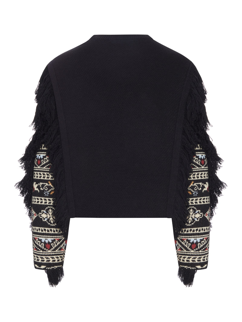 MAGLIONE RICAMATO CON FRANGE