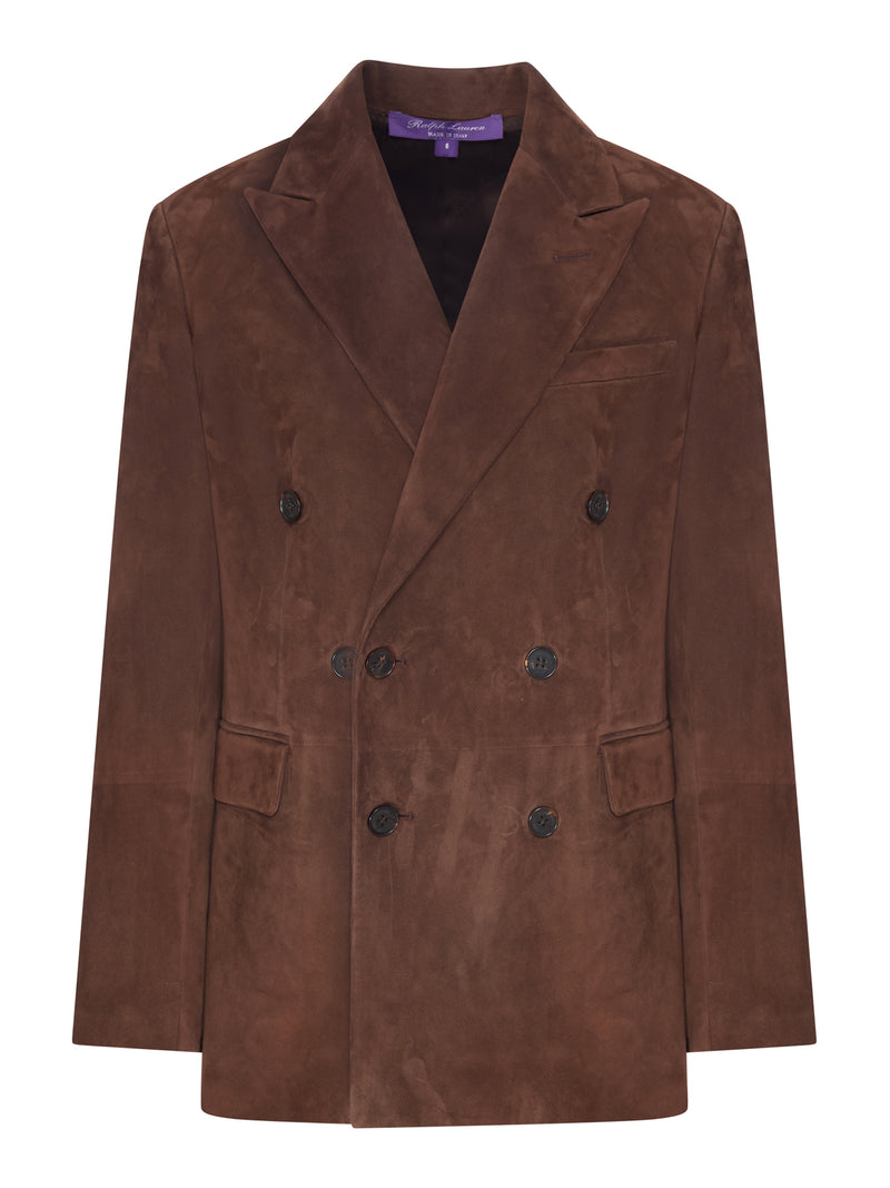 BLAZER DOPPIOPETTO MARRONE IN SUEDE