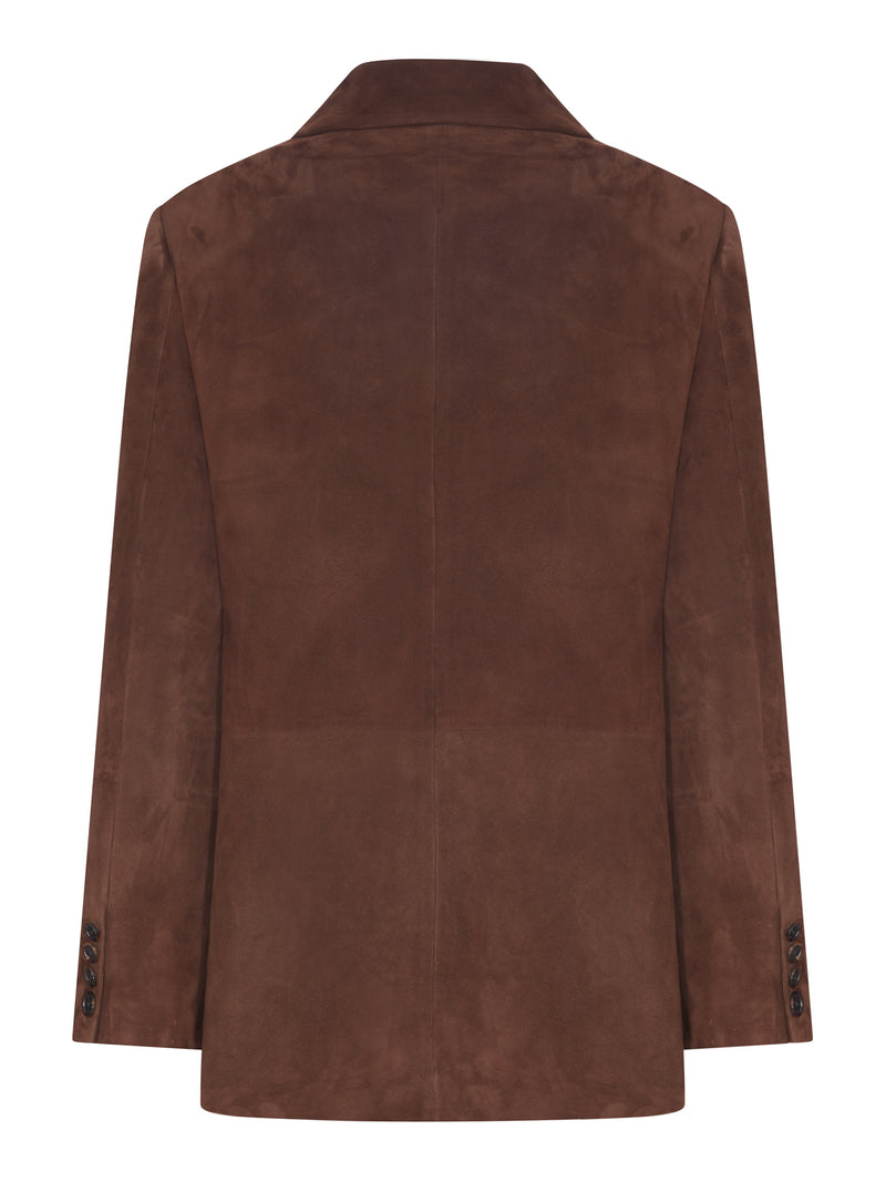 BLAZER DOPPIOPETTO MARRONE IN SUEDE