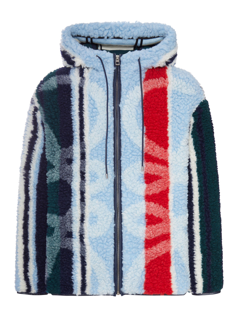 GIACCA IN TEDDY MULTICOLOR CON CAPPUCCIO