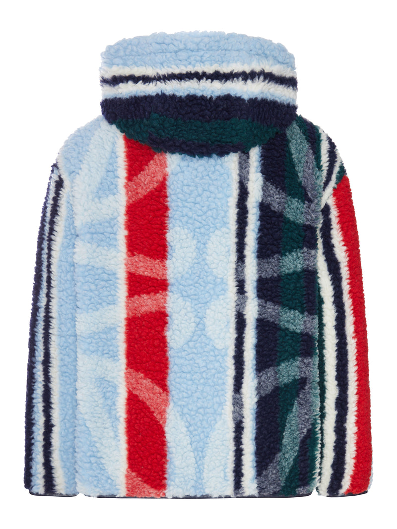 GIACCA IN TEDDY MULTICOLOR CON CAPPUCCIO