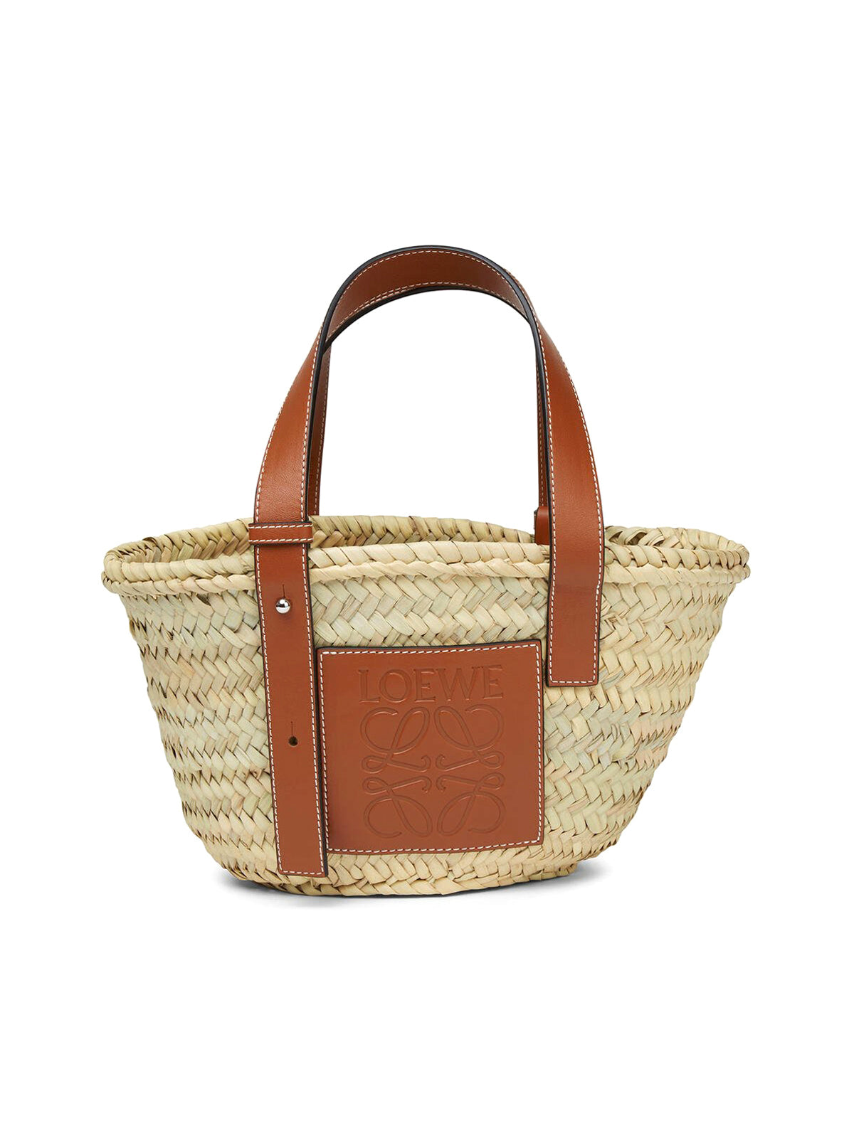 Borsa piccola in foglia di palma e pelle di vitello