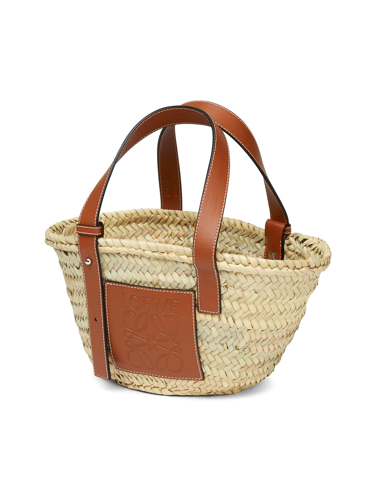 Borsa piccola in foglia di palma e pelle di vitello