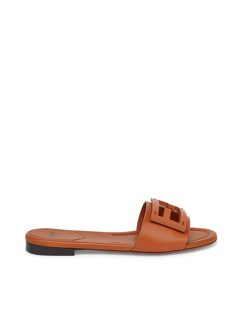 Slide in pelle marrone