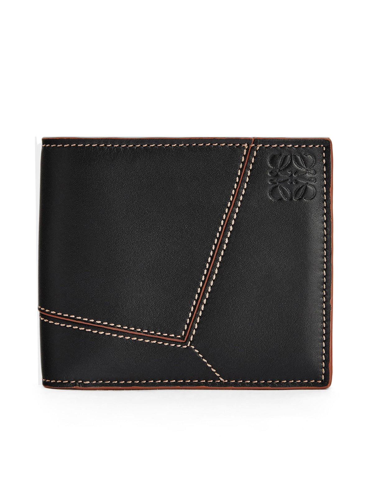 Portafoglio bifold punti puzzle in pelle di vitello liscia