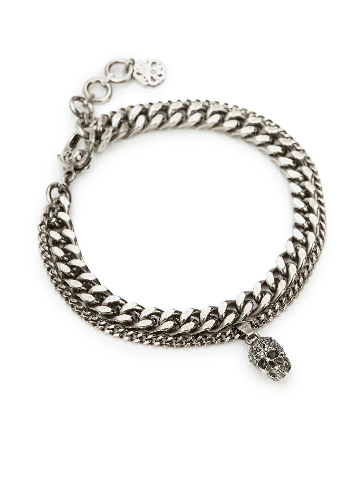 Bracciale Con Catena Techio Pavé in Argento Anticato