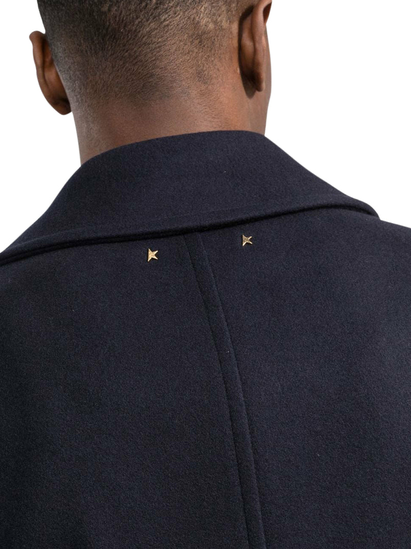giacca doppiopetto con patch logo