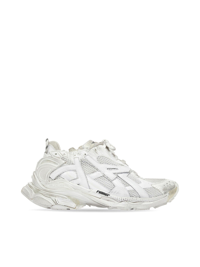 Sneakers Runner in mesh e nylon bianca