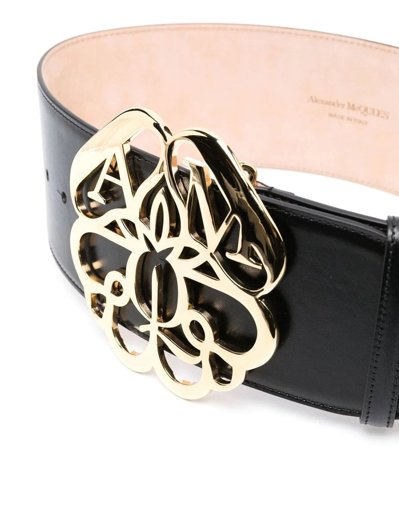 cintura in pelle con logo