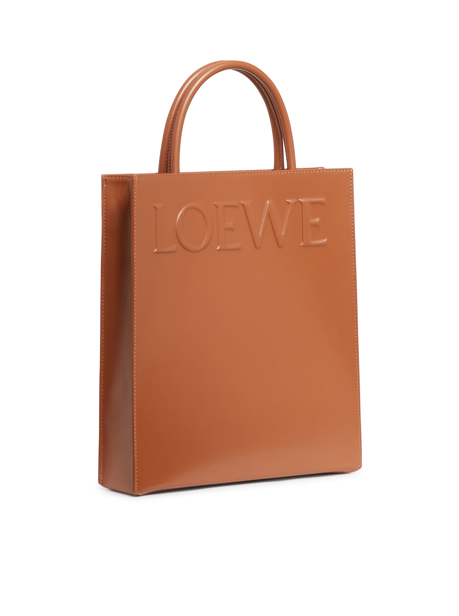 Tote Bag In Pelle Con Logo In Rilievo