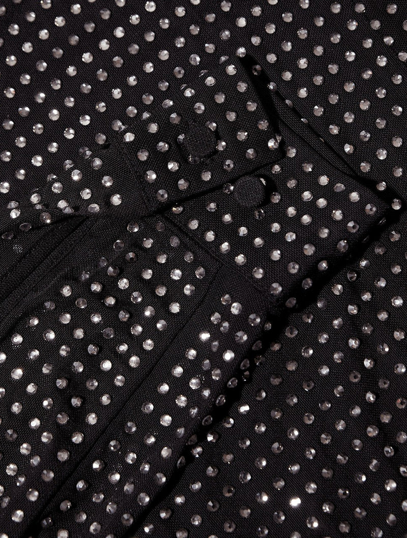 Mini abito chemisier in strass nero