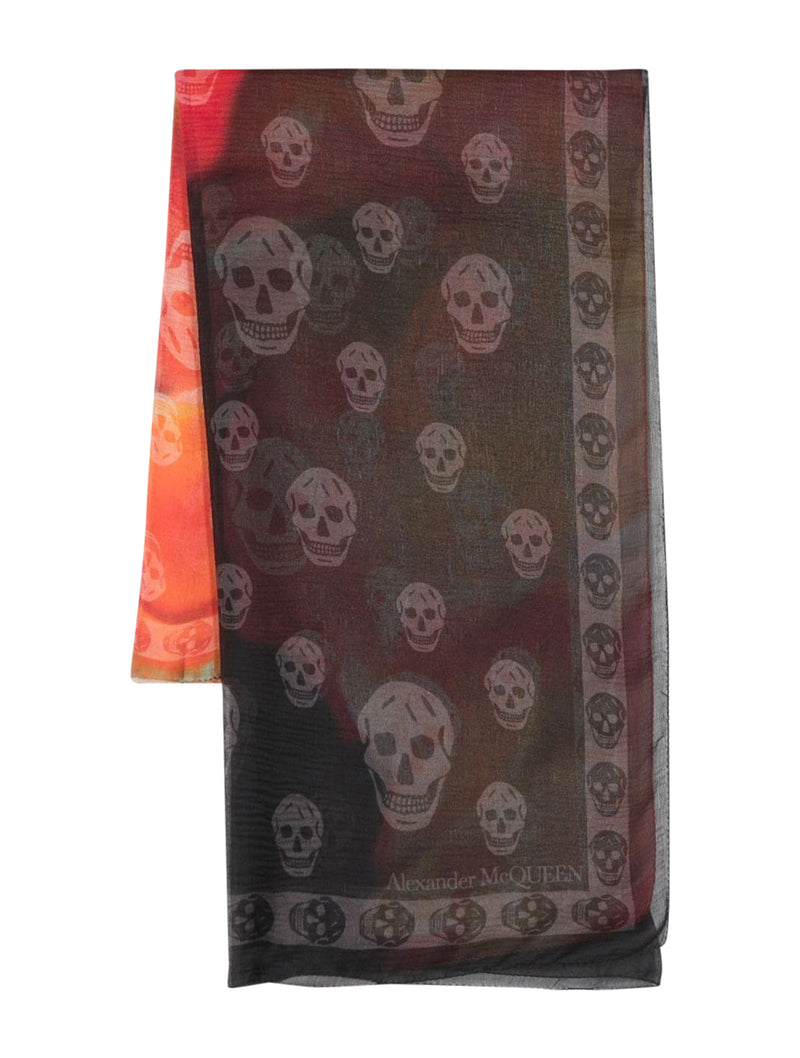 foulard in seta sfumata jacquard teschio