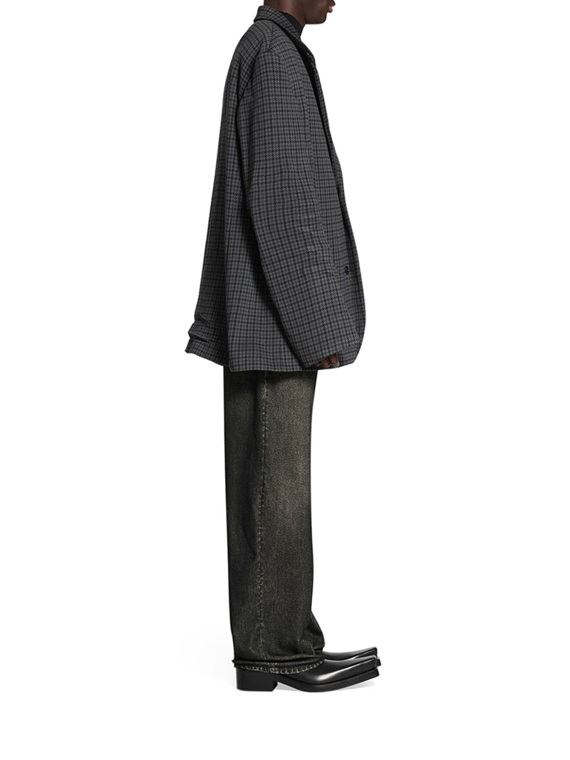 Giacca In Maglia Tailored con motivo pied-de-poule grigio