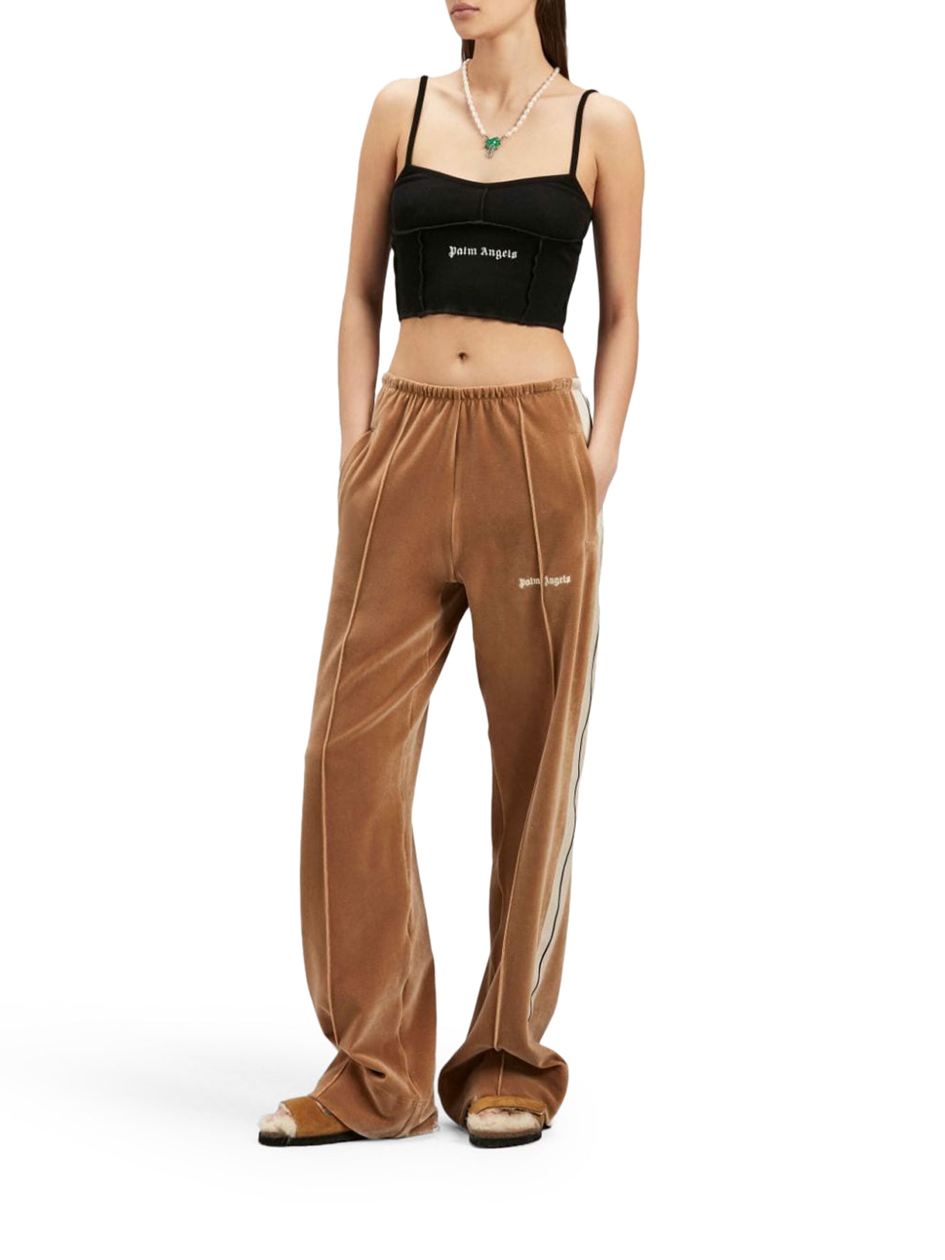 crop top con stampa logo