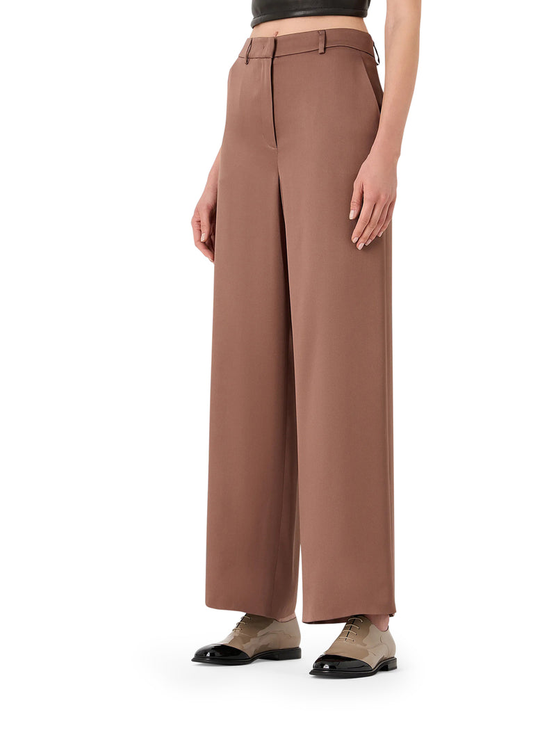 Pantaloni flat front in doppio raso di seta