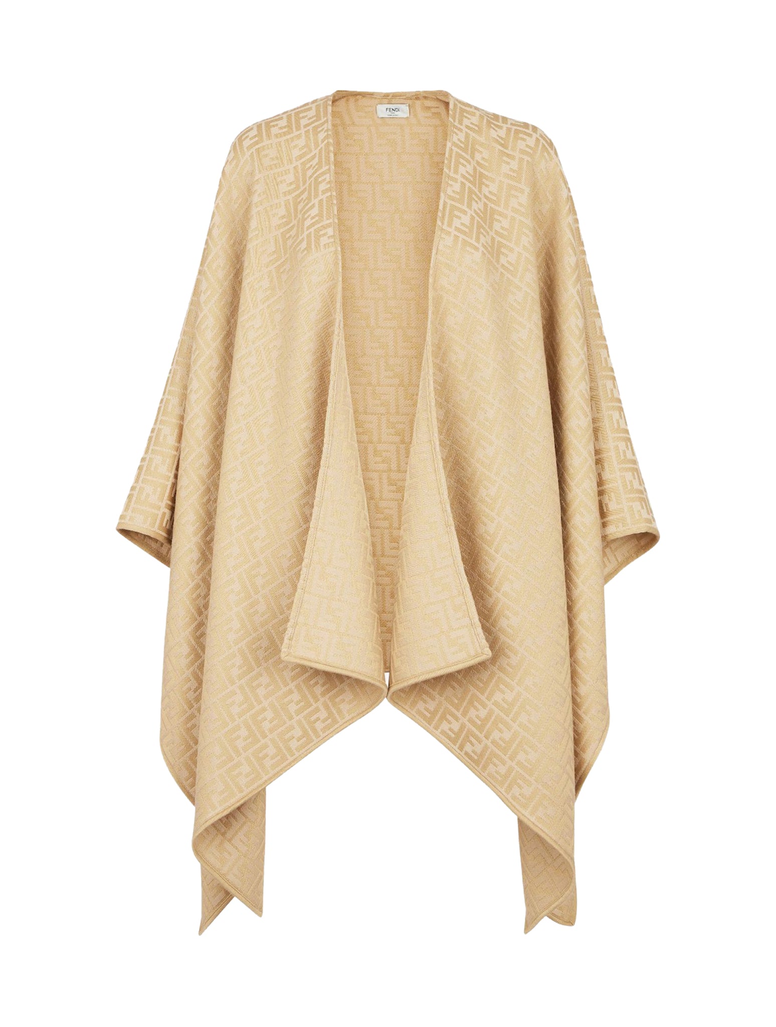 Poncho beige in lana e seta
