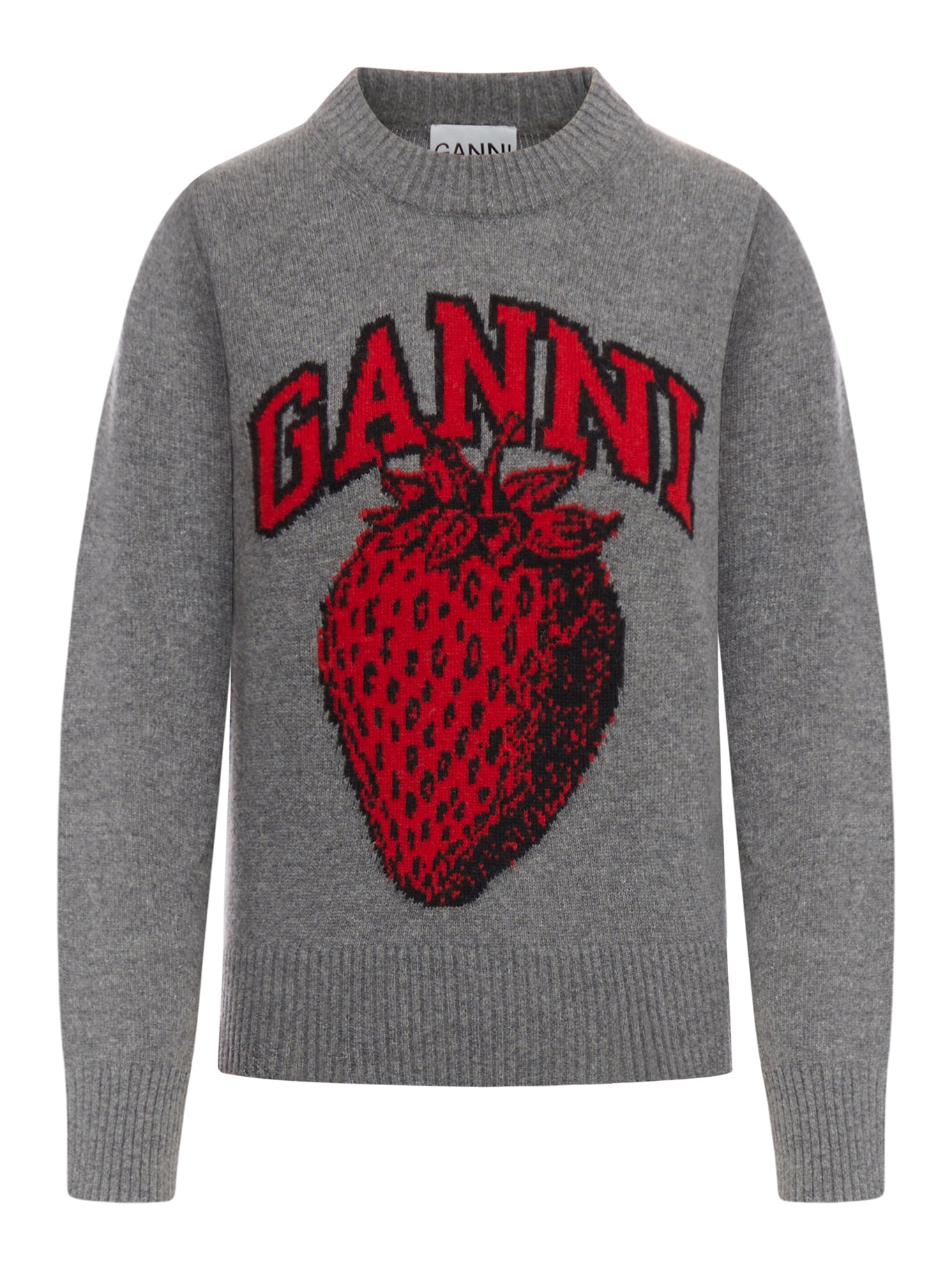 PULLOVER CON GRAFICA FRAGOLA O-COLLO