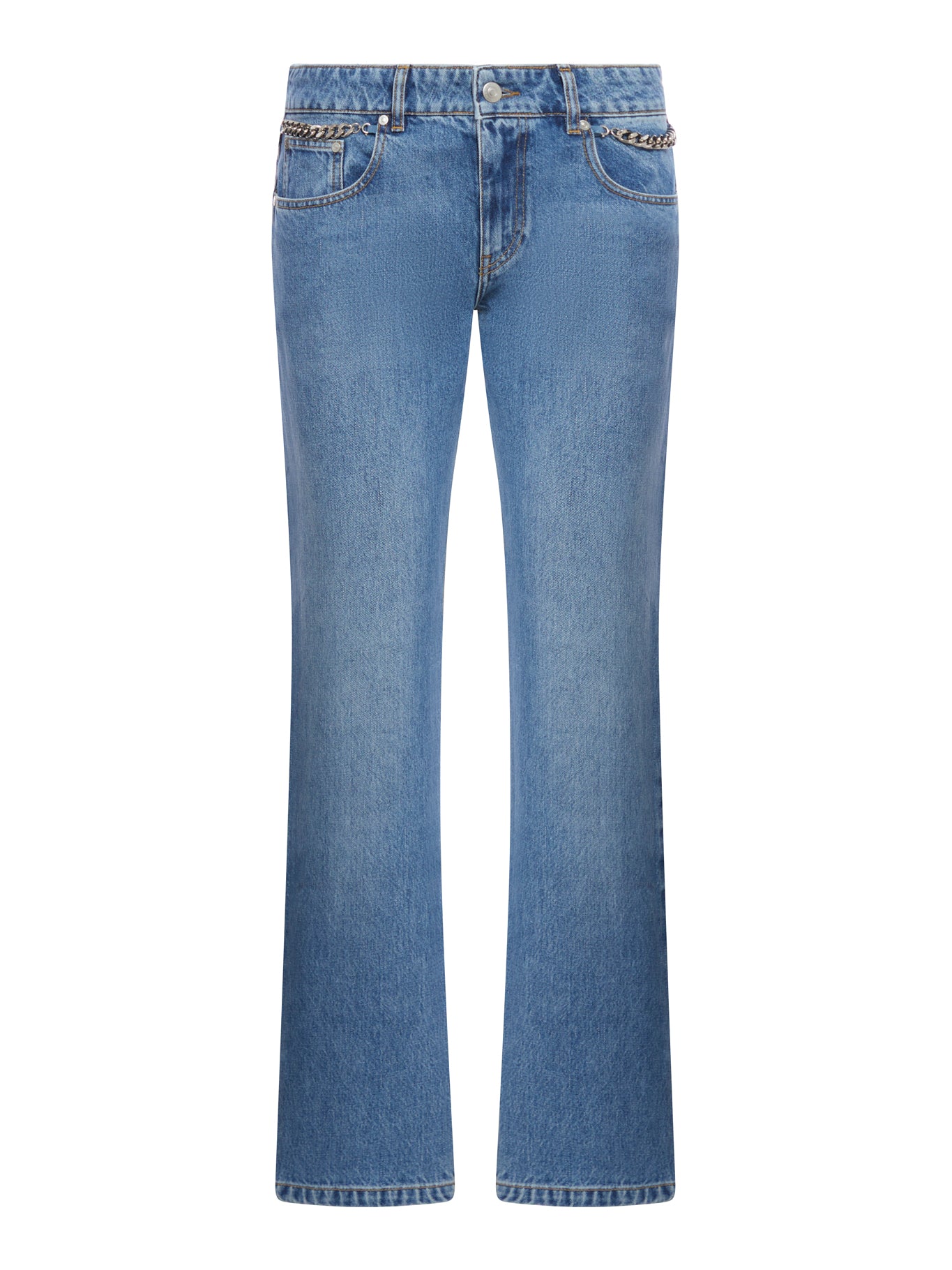 Jeans cropped Falabella lavaggio chiaro con catena