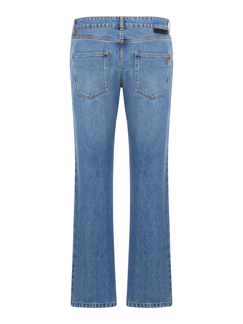 Jeans cropped Falabella lavaggio chiaro con catena