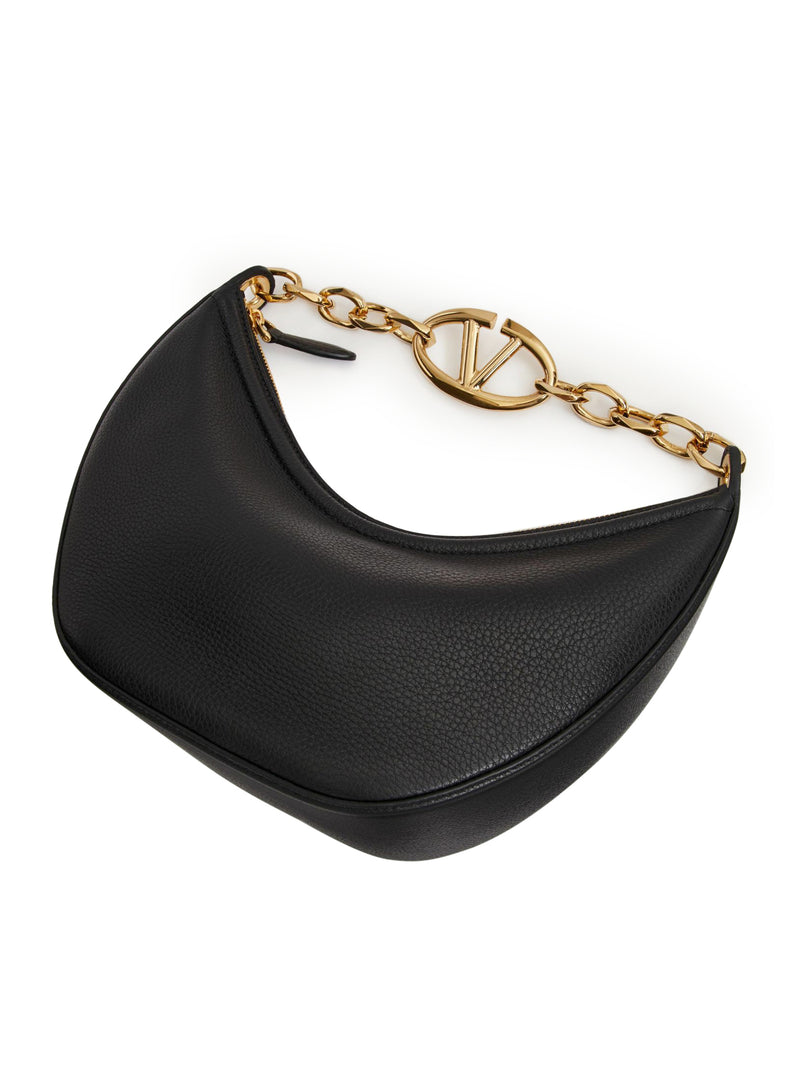 HOBO PICCOLA VLOGO MOON BAG IN VITELLO GRANATO CON CATENA