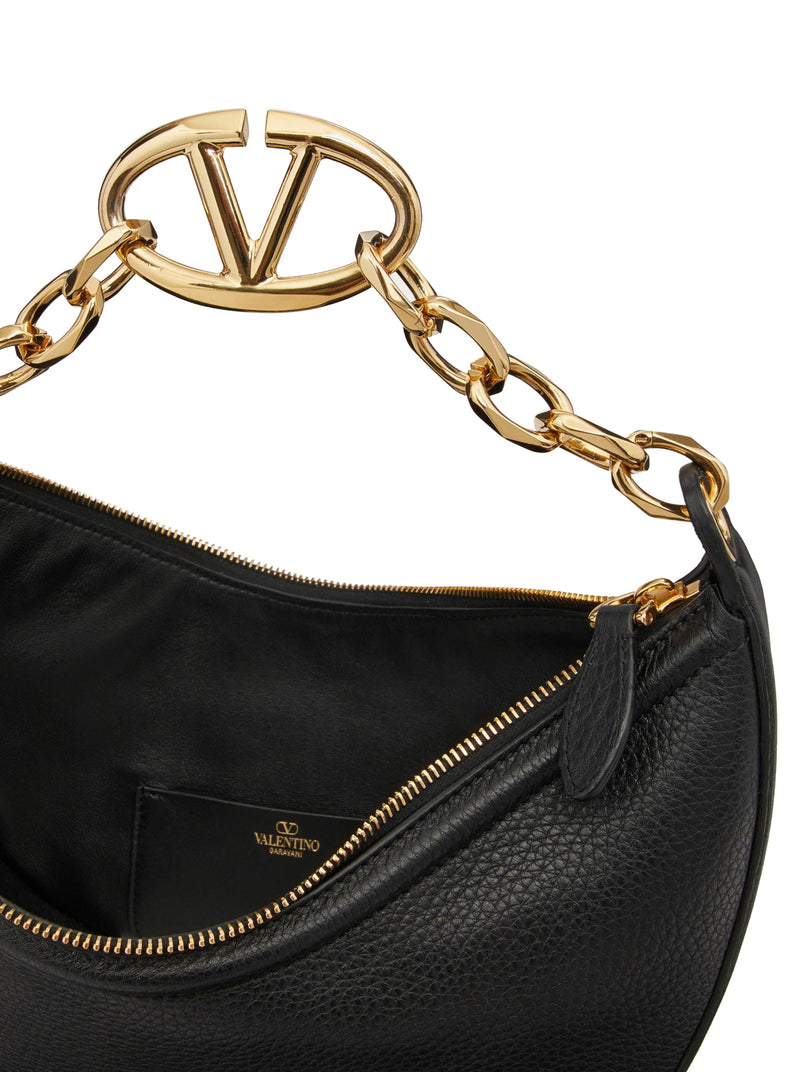 HOBO PICCOLA VLOGO MOON BAG IN VITELLO GRANATO CON CATENA