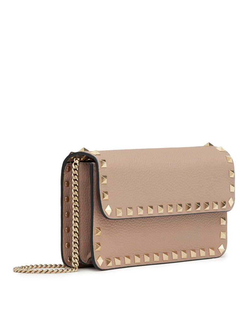 POUCH CON CATENA ROCKSTUD IN VITELLO GRANATO