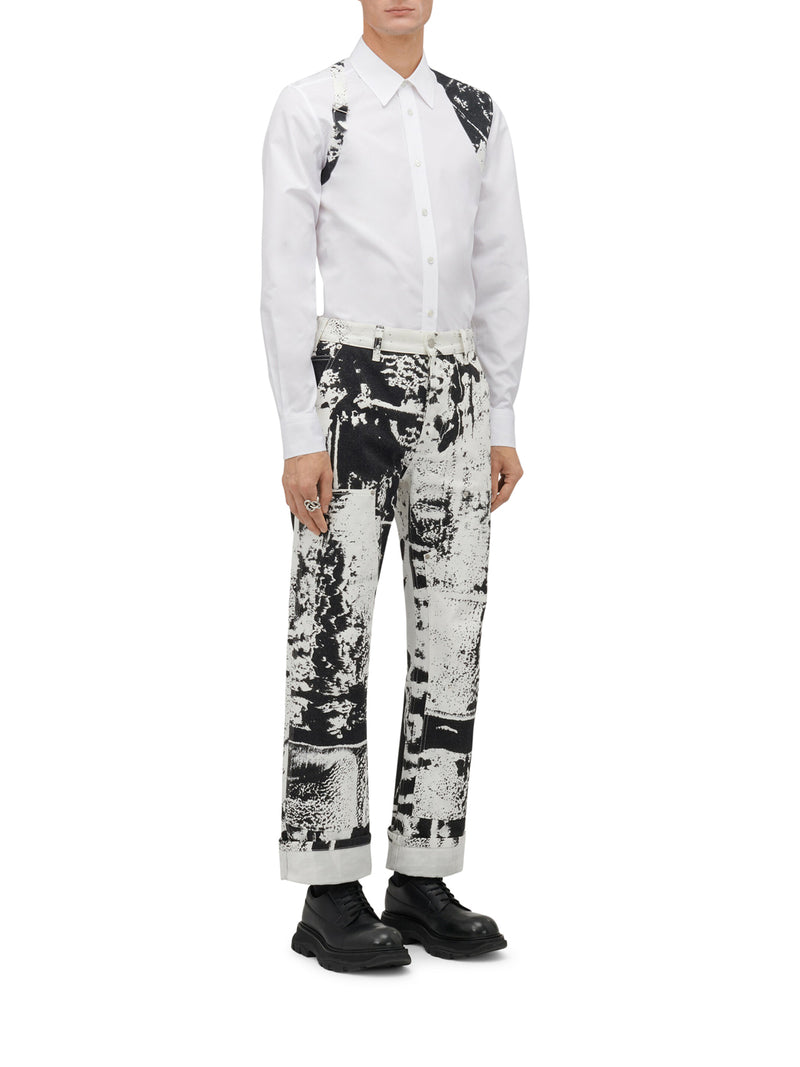 Camicia con imbracatura pieghevole da uomo in bianco ottico