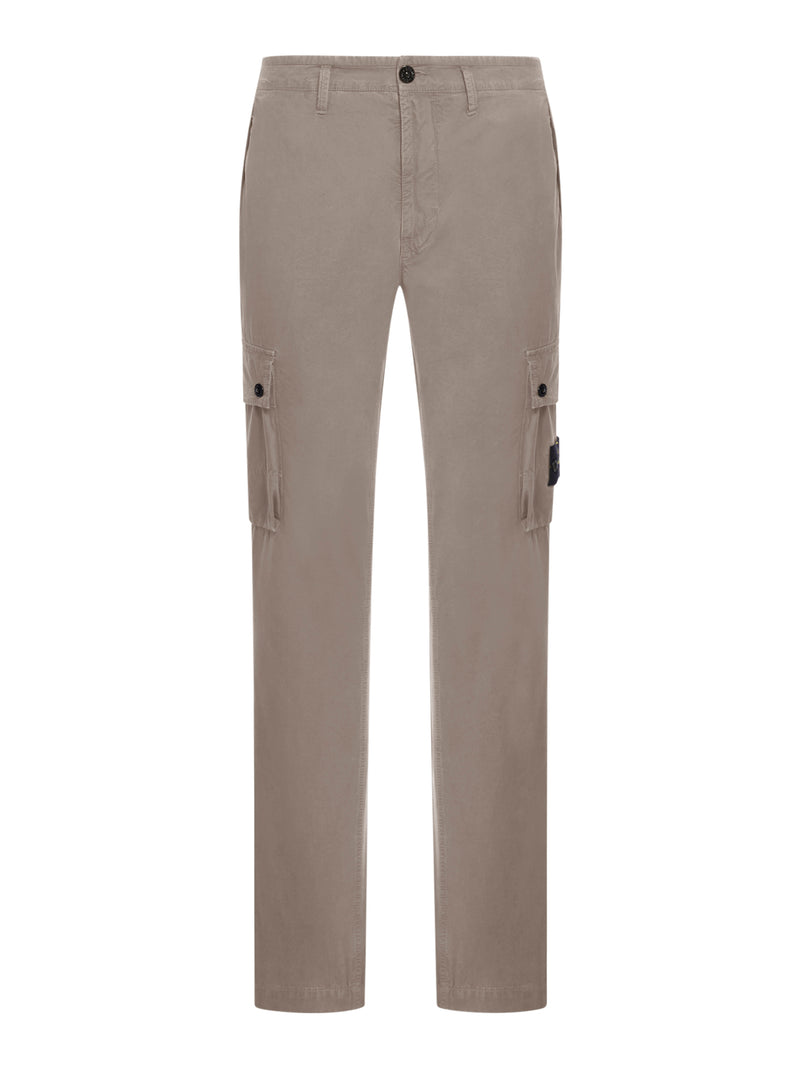 PANTALONI CARGO CON PATCH LOGO E TASCHE IN COTONE STRETCH