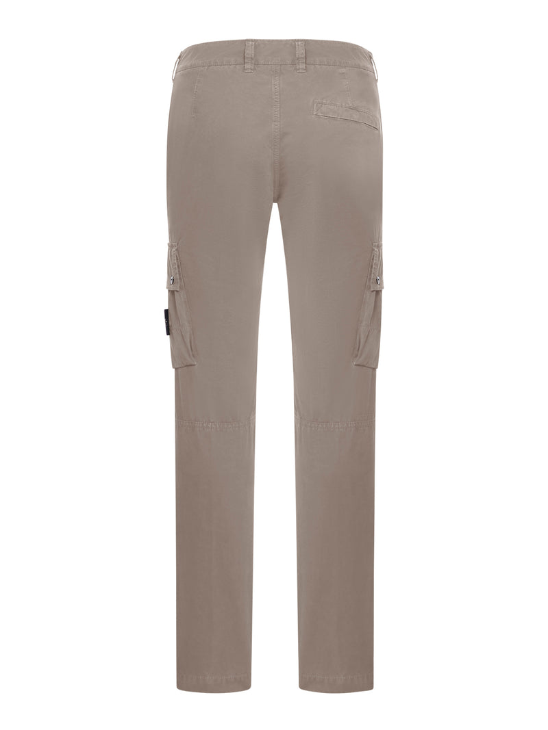 PANTALONI CARGO CON PATCH LOGO E TASCHE IN COTONE STRETCH