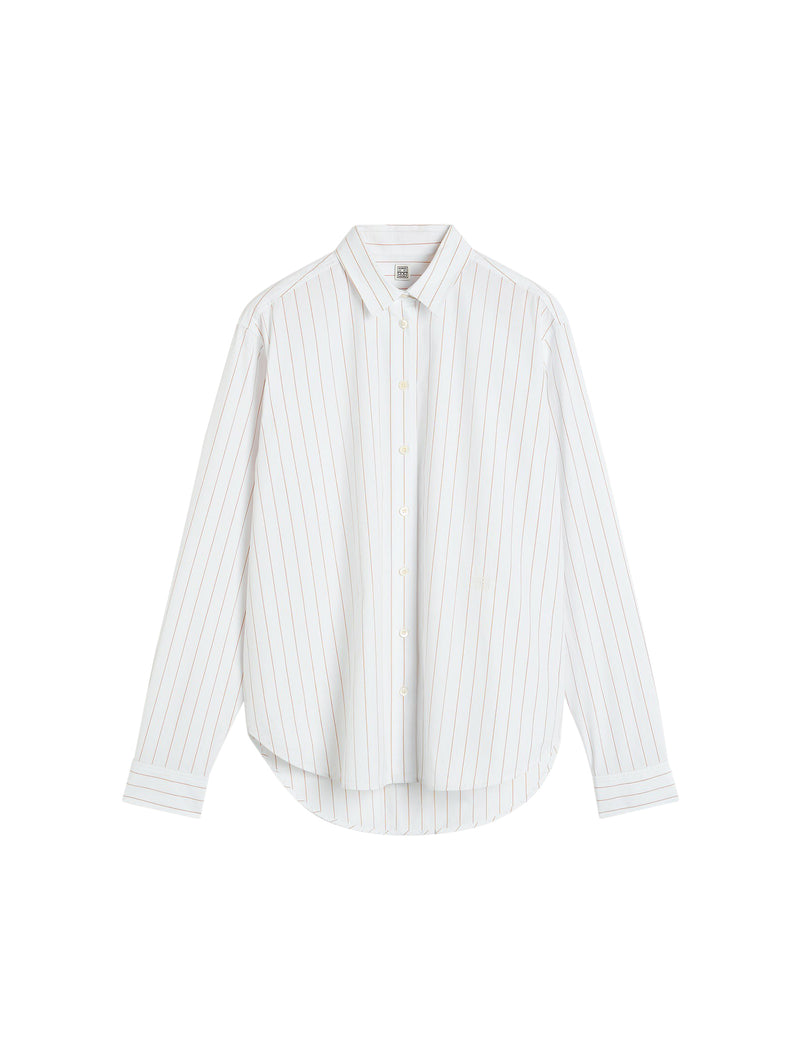 Camicia Signature in cotone bianco/ocra