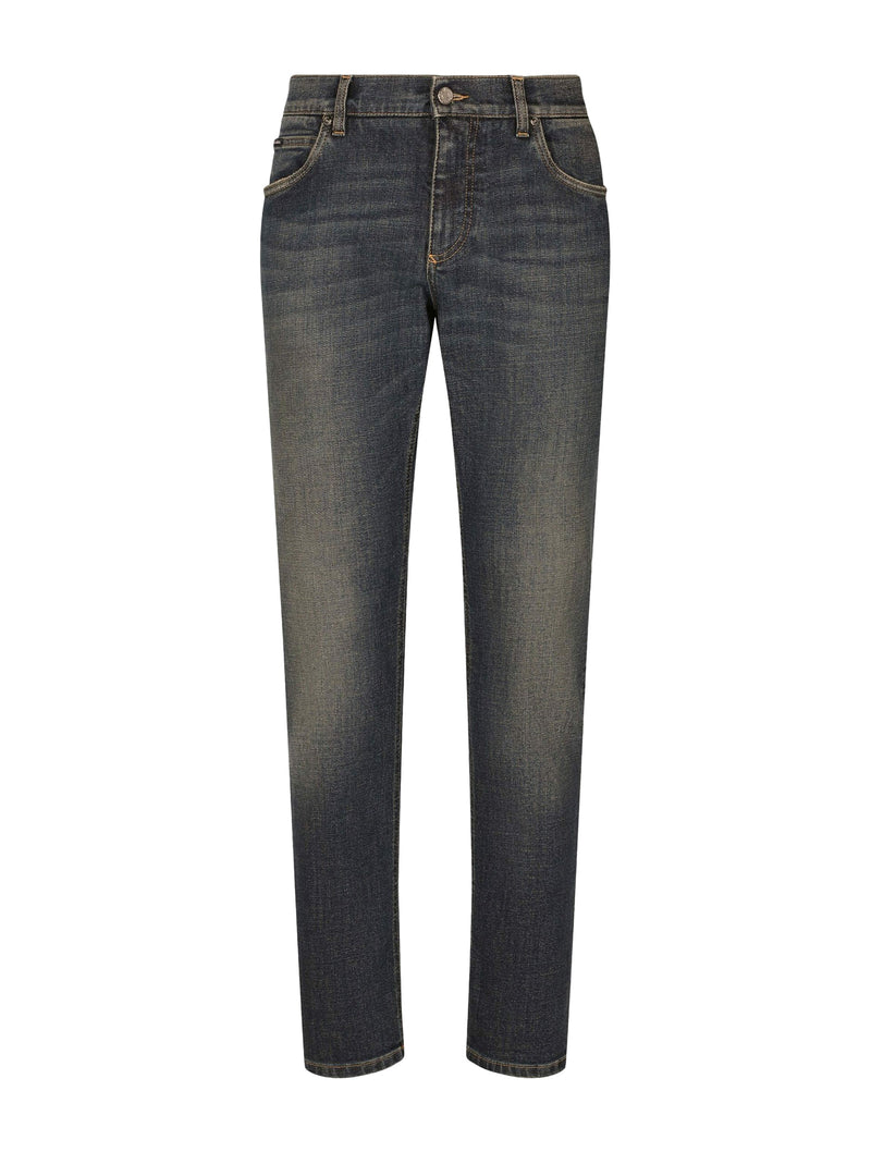 JEANS REGULAR STRETCH BLU LAVATO