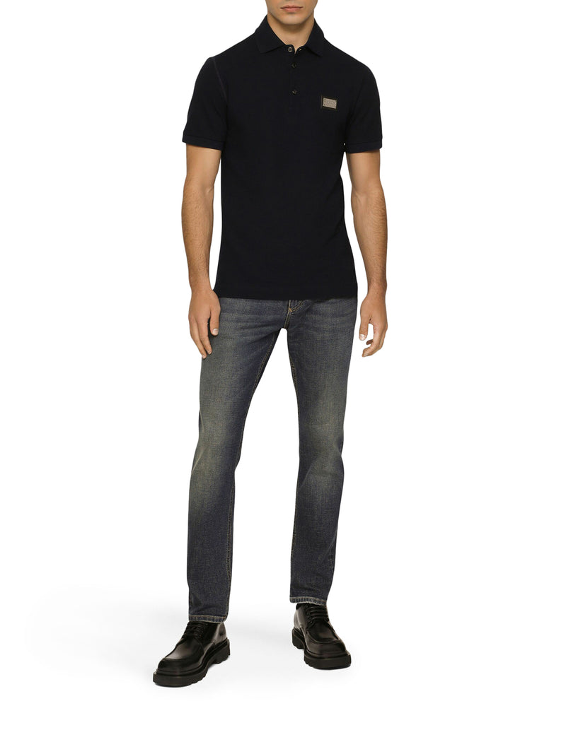 JEANS REGULAR STRETCH BLU LAVATO