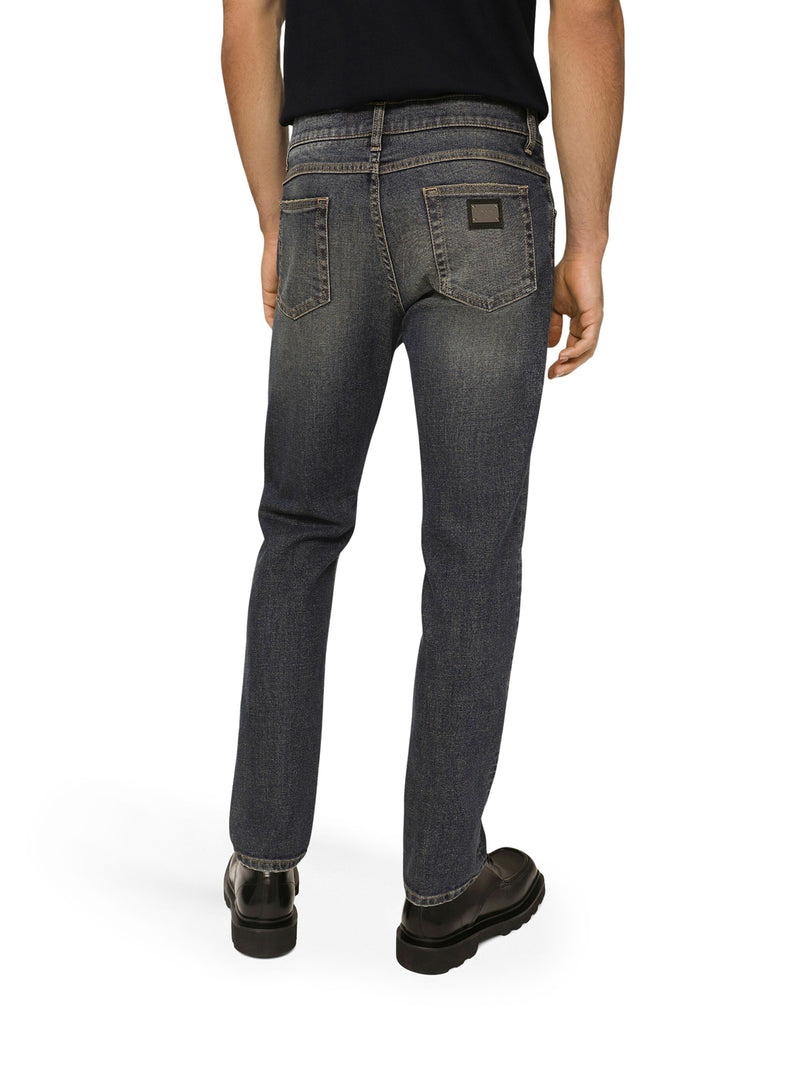 JEANS REGULAR STRETCH BLU LAVATO