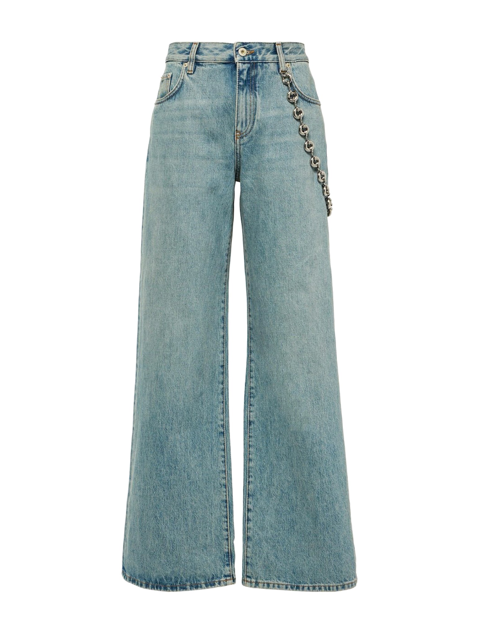 Jeans con catena in denim