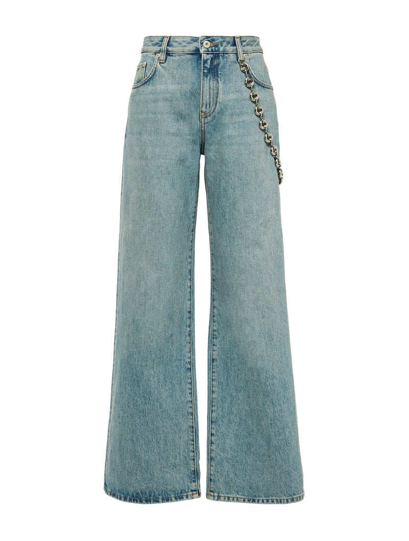 Jeans con catena in denim