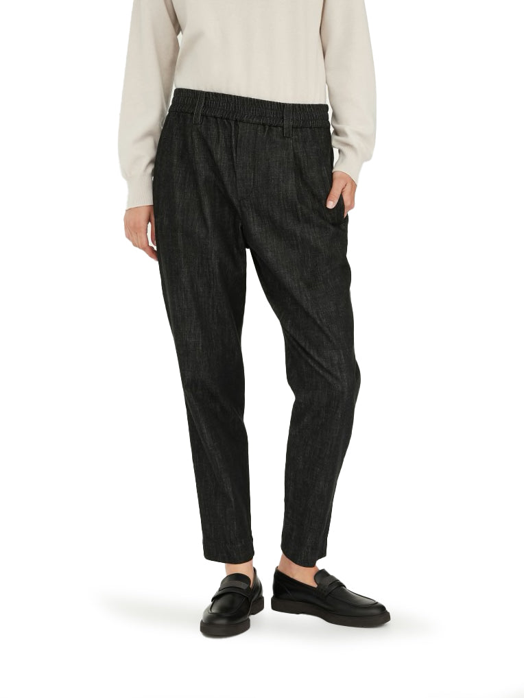 Pantalone Baggy in denim Dark Polished con Shiny Loop Details