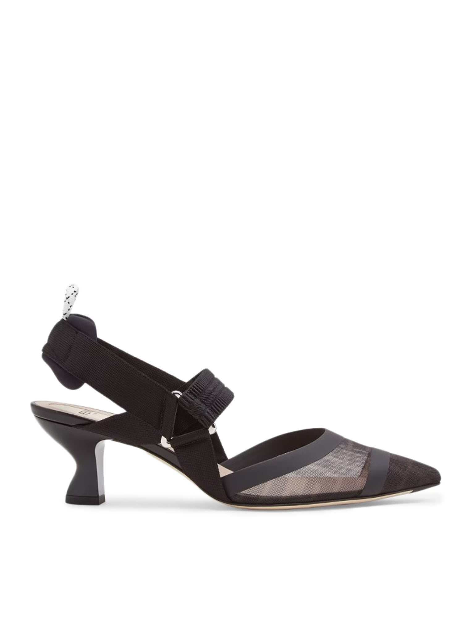 Slingback Colibrì  tacco medio in rete e pelle nera