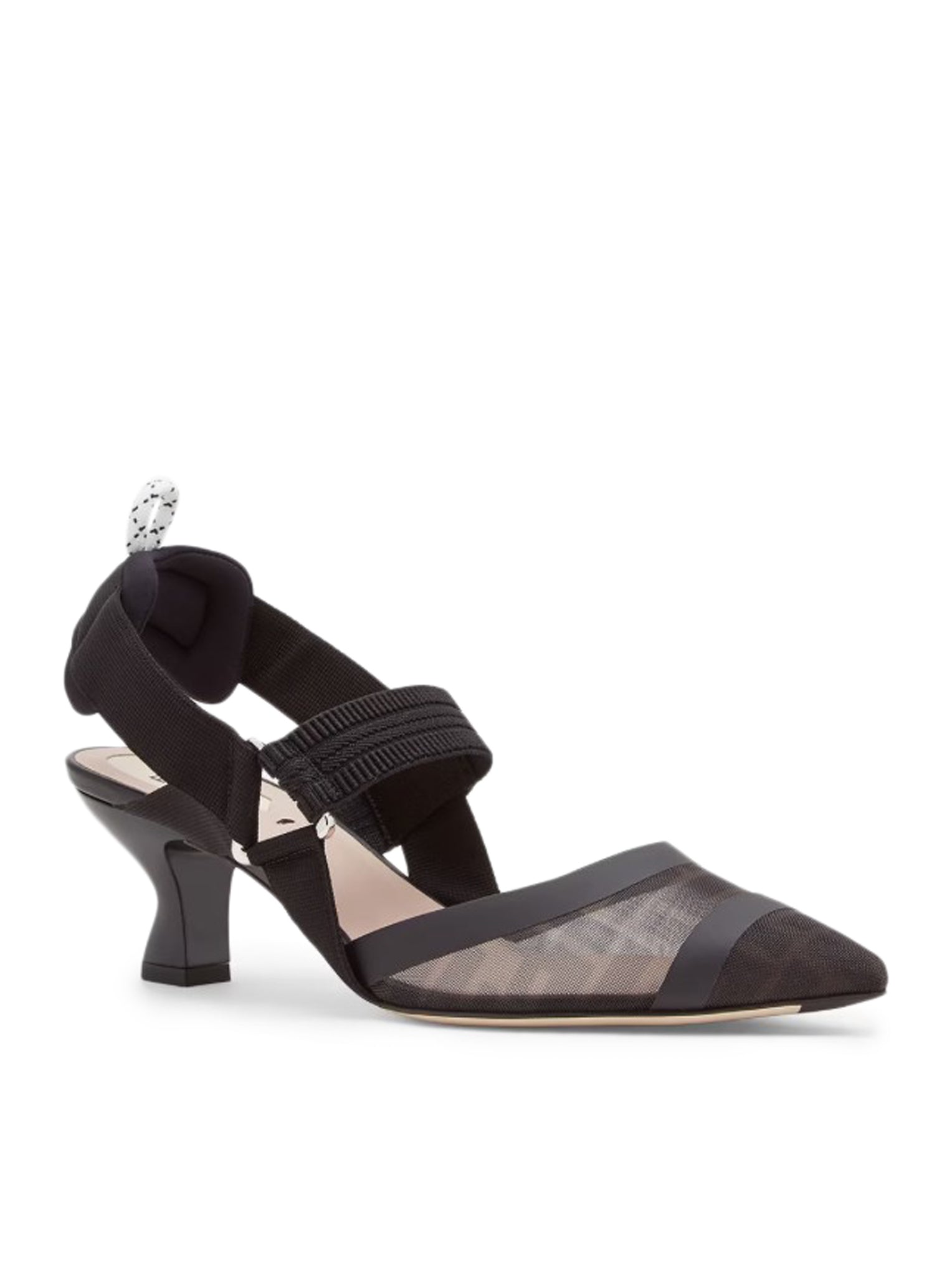 Slingback Colibrì  tacco medio in rete e pelle nera