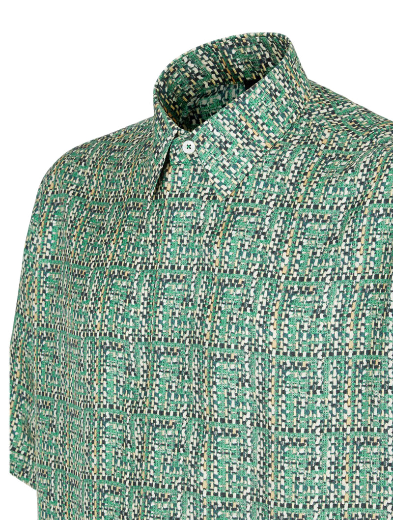 Camicia in seta verde con logo FF