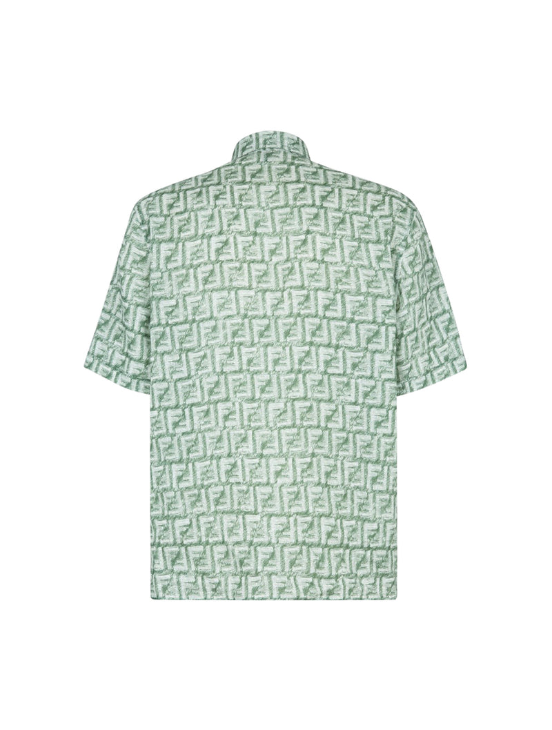 Camicia in lino verde con etichetta